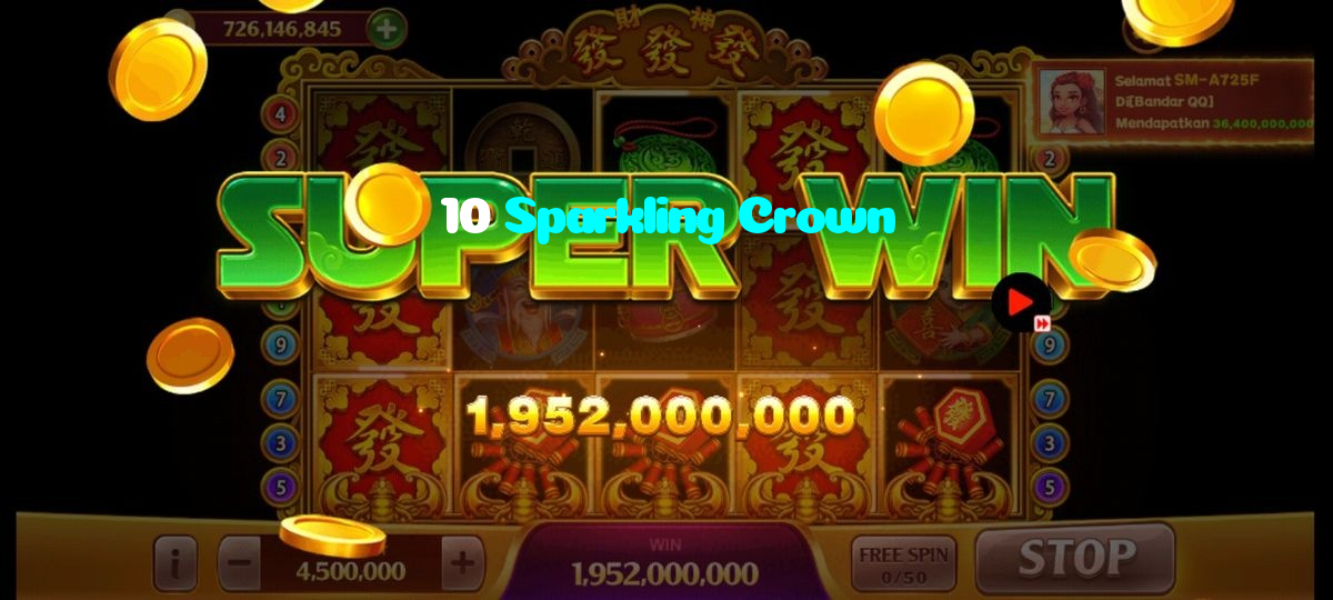 10 Sparkling Crown casino presented on mobile device in Pakistan with slots and live games